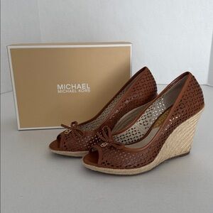 Michael Kors Open Toe Platform Wedge Espadrille Peep Toe Sandals Olivia Size 8